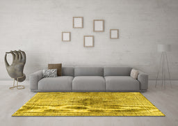 Machine Washable Persian Yellow Traditional Rug in a Living Room, wshtr4283yw