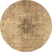 Round Persian Brown Traditional Rug, tr4283brn