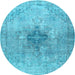 Round Persian Light Blue Traditional Rug, tr4283lblu