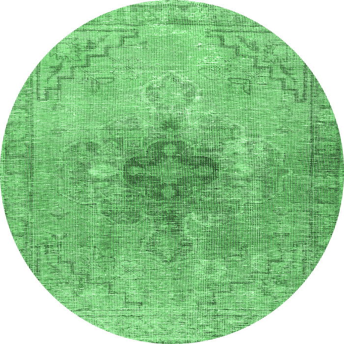 Round Persian Emerald Green Traditional Rug, tr4283emgrn