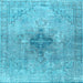 Square Machine Washable Persian Light Blue Traditional Rug, wshtr4283lblu