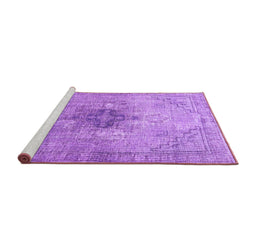 Sideview of Machine Washable Persian Purple Traditional Area Rugs, wshtr4283pur