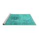 Sideview of Machine Washable Persian Turquoise Traditional Area Rugs, wshtr4283turq