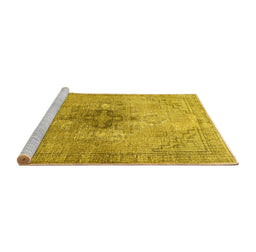 Sideview of Machine Washable Persian Yellow Traditional Rug, wshtr4283yw