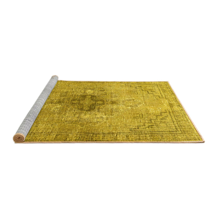 Sideview of Machine Washable Persian Yellow Traditional Rug, wshtr4283yw