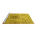 Sideview of Machine Washable Persian Yellow Traditional Rug, wshtr4283yw