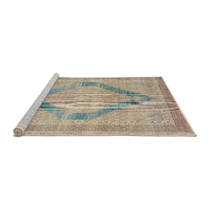Sideview of Machine Washable Traditional Dark Almond Brown Rug, wshtr4284