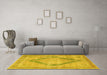 Machine Washable Persian Yellow Traditional Rug in a Living Room, wshtr4284yw