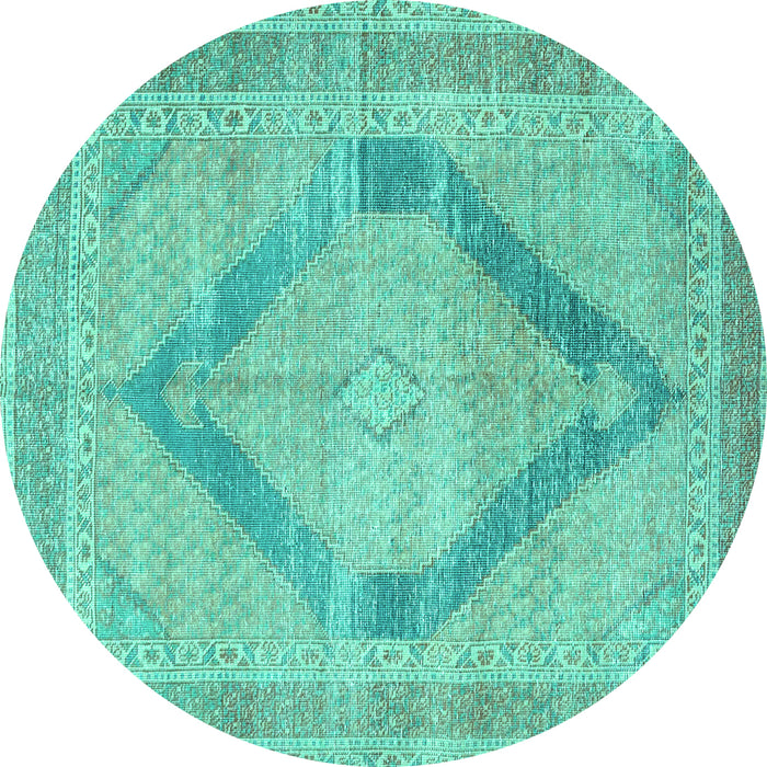 Round Persian Turquoise Traditional Rug, tr4284turq