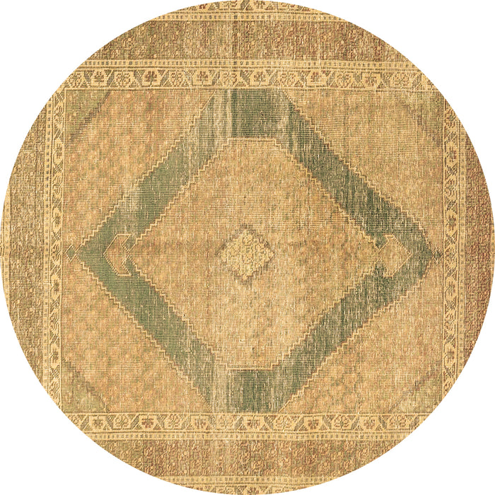 Round Persian Brown Traditional Rug, tr4284brn