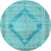 Round Persian Light Blue Traditional Rug, tr4284lblu