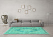 Machine Washable Persian Turquoise Traditional Area Rugs in a Living Room,, wshtr4284turq