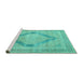 Sideview of Machine Washable Persian Turquoise Traditional Area Rugs, wshtr4284turq