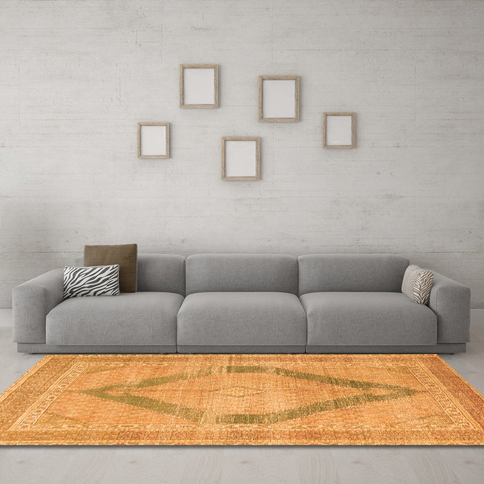 Machine Washable Persian Orange Traditional Area Rugs in a Living Room, wshtr4284org