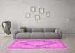 Machine Washable Persian Pink Traditional Rug in a Living Room, wshtr4284pnk