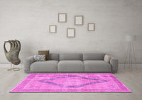 Machine Washable Persian Pink Traditional Rug, wshtr4284pnk