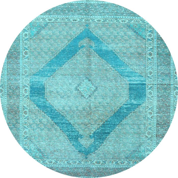 Round Machine Washable Persian Light Blue Traditional Rug, wshtr4284lblu