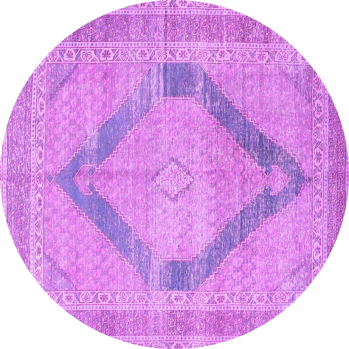 Round Machine Washable Persian Purple Traditional Area Rugs, wshtr4284pur