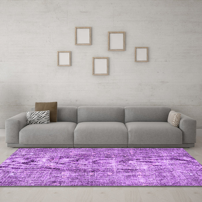 Machine Washable Persian Purple Traditional Area Rugs in a Living Room, wshtr4285pur