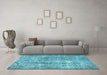 Machine Washable Persian Light Blue Traditional Rug in a Living Room, wshtr4285lblu