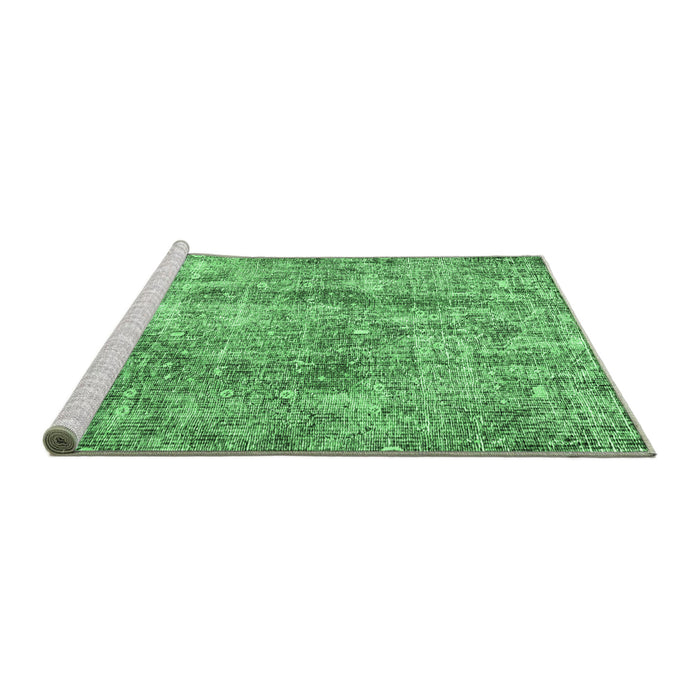 Sideview of Machine Washable Persian Emerald Green Traditional Area Rugs, wshtr4285emgrn