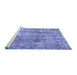 Sideview of Machine Washable Persian Blue Traditional Rug, wshtr4285blu