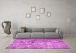 Machine Washable Persian Pink Traditional Rug in a Living Room, wshtr4285pnk