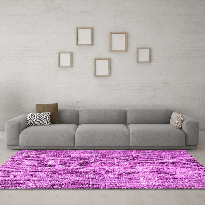 Machine Washable Persian Pink Traditional Rug in a Living Room, wshtr4285pnk