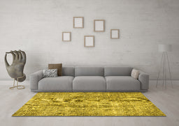 Machine Washable Persian Yellow Traditional Rug in a Living Room, wshtr4285yw