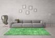 Machine Washable Persian Emerald Green Traditional Area Rugs in a Living Room,, wshtr4285emgrn