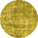 Round Persian Yellow Traditional Rug, tr4285yw