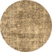 Round Persian Brown Traditional Rug, tr4285brn