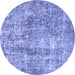 Round Persian Blue Traditional Rug, tr4285blu