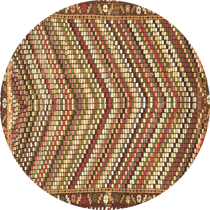 Round Machine Washable Southwestern Brown Country Rug, wshtr4286brn