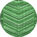 Round Southwestern Emerald Green Country Rug, tr4286emgrn