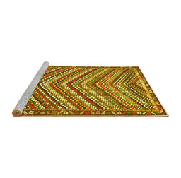 Sideview of Machine Washable Southwestern Yellow Country Rug, wshtr4286yw
