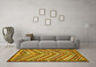 Machine Washable Southwestern Yellow Country Rug in a Living Room, wshtr4286yw