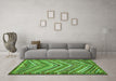 Machine Washable Southwestern Green Country Area Rugs in a Living Room,, wshtr4286grn