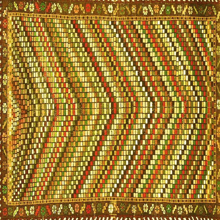 Square Machine Washable Southwestern Yellow Country Rug, wshtr4286yw