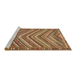 Sideview of Machine Washable Southwestern Brown Country Rug, wshtr4286brn