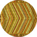 Round Machine Washable Southwestern Yellow Country Rug, wshtr4286yw