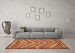 Machine Washable Southwestern Orange Country Area Rugs in a Living Room, wshtr4286org