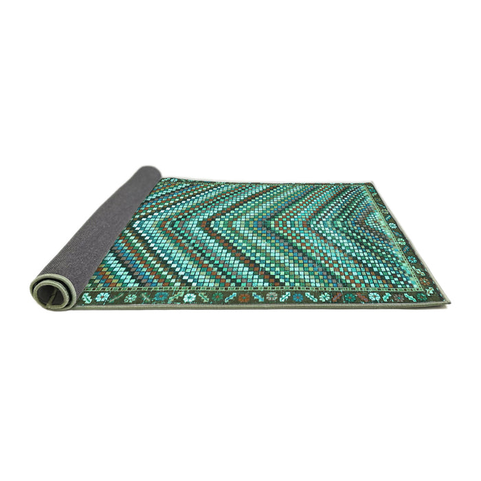 Sideview of Southwestern Turquoise Country Rug, tr4286turq