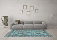 Machine Washable Persian Light Blue Traditional Rug, wshtr4287lblu