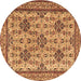 Round Persian Brown Traditional Rug, tr4287brn