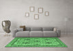 Machine Washable Persian Emerald Green Traditional Area Rugs in a Living Room,, wshtr4287emgrn