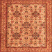 Round Machine Washable Persian Orange Traditional Area Rugs, wshtr4287org