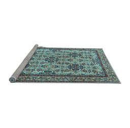 Sideview of Machine Washable Persian Light Blue Traditional Rug, wshtr4287lblu