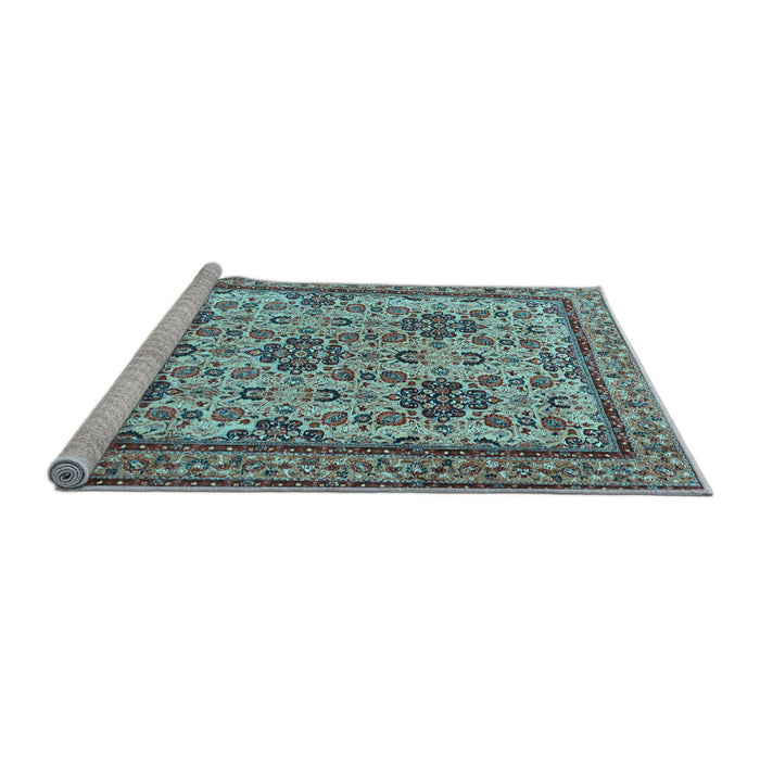 Sideview of Machine Washable Persian Light Blue Traditional Rug, wshtr4287lblu