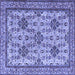 Square Machine Washable Persian Blue Traditional Rug, wshtr4287blu